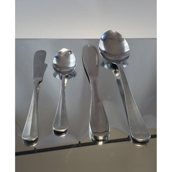 Rogers Co Stainless Korea Butter Table Spoons & Knives Silverware Flatware 4pcs - Picture 1 of 9